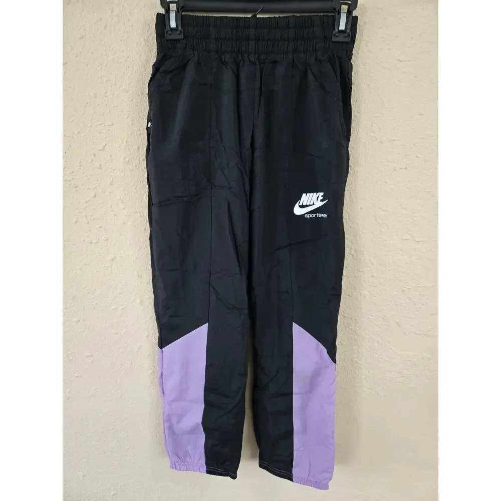 Vintage Nike Sportswear Kids Joggers, Black/Purple, Size Large - Picture 1 of 8